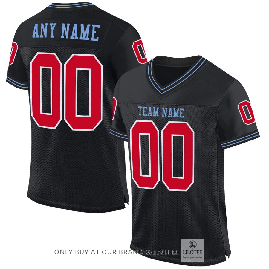 Personalized Black Red-Light Blue Football Jersey - LIMITED EDITION 16