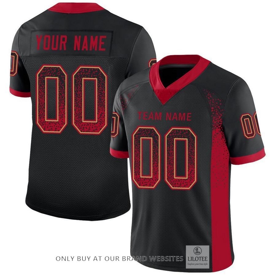 Personalized Black Red Old Gold Mesh Drift Football Jersey - LIMITED EDITION 4