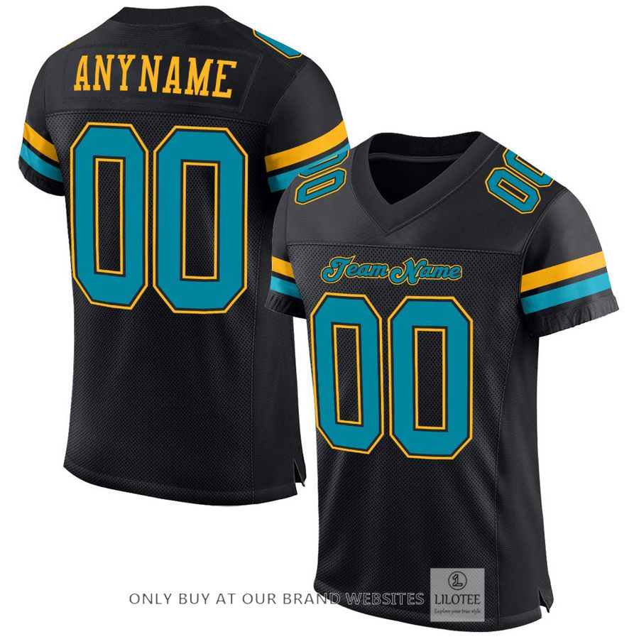 Personalized Black Teal-Gold Football Jersey - LIMITED EDITION 17