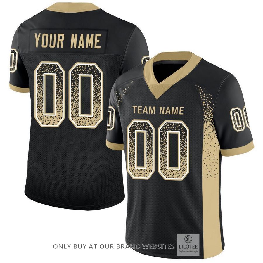 Personalized Black Vegas Gold White Mesh Drift Football Jersey - LIMITED EDITION 4