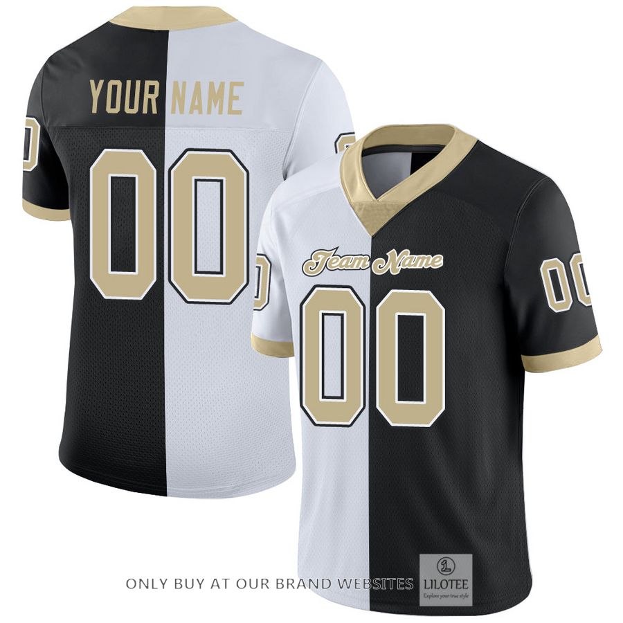 Personalized Black Vegas Gold-White Mesh Split Fashion Football Jersey - LIMITED EDITION 17