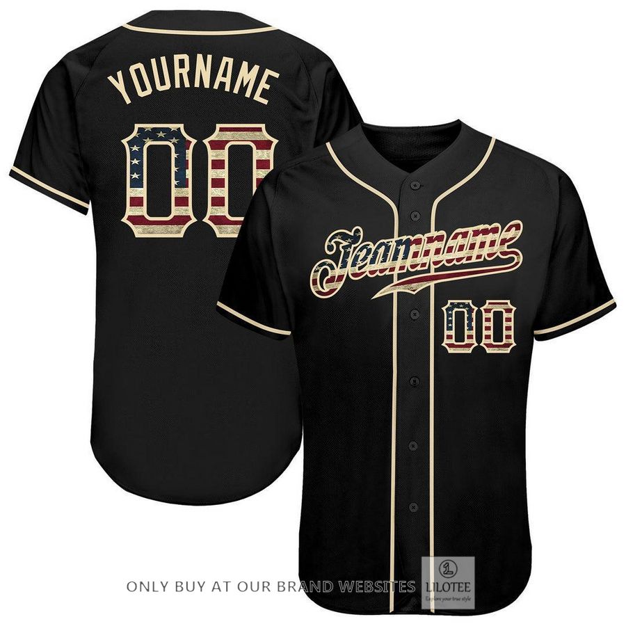 Personalized Black Vintage Usa Flag Cream Baseball Jersey - LIMITED EDITION 7