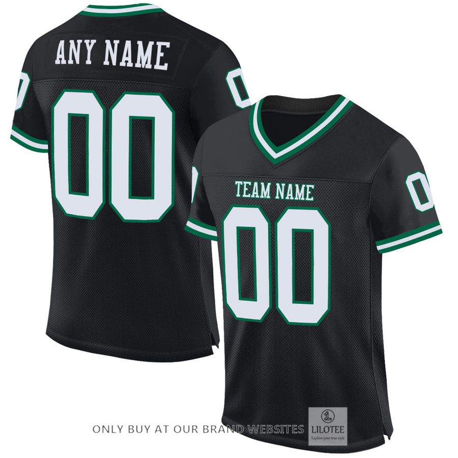 Personalized Black White-Kelly Green Football Jersey - LIMITED EDITION 33