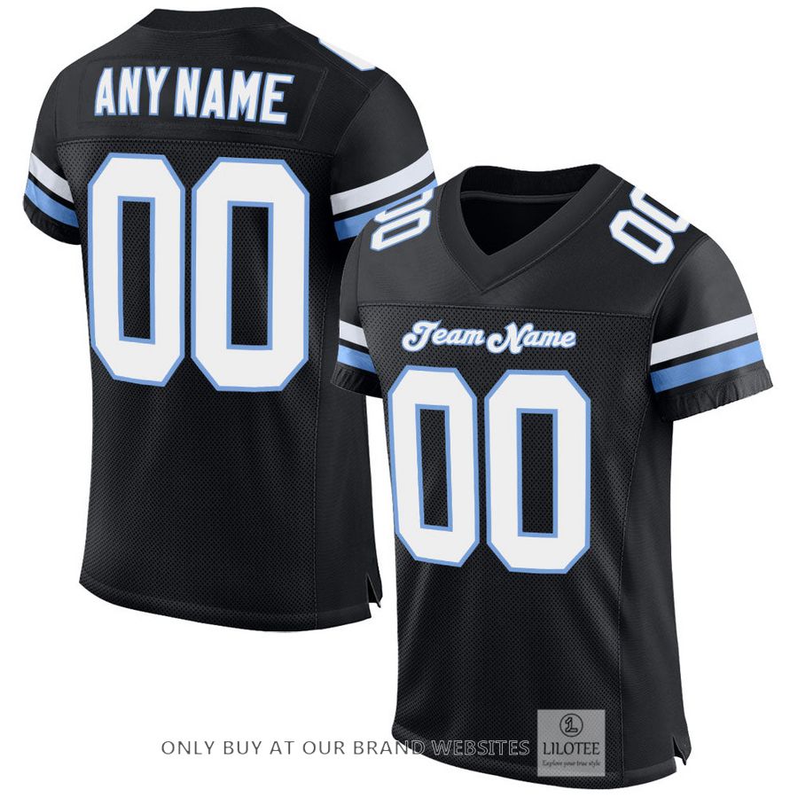 Personalized Black White-Light Blue Football Jersey - LIMITED EDITION 16