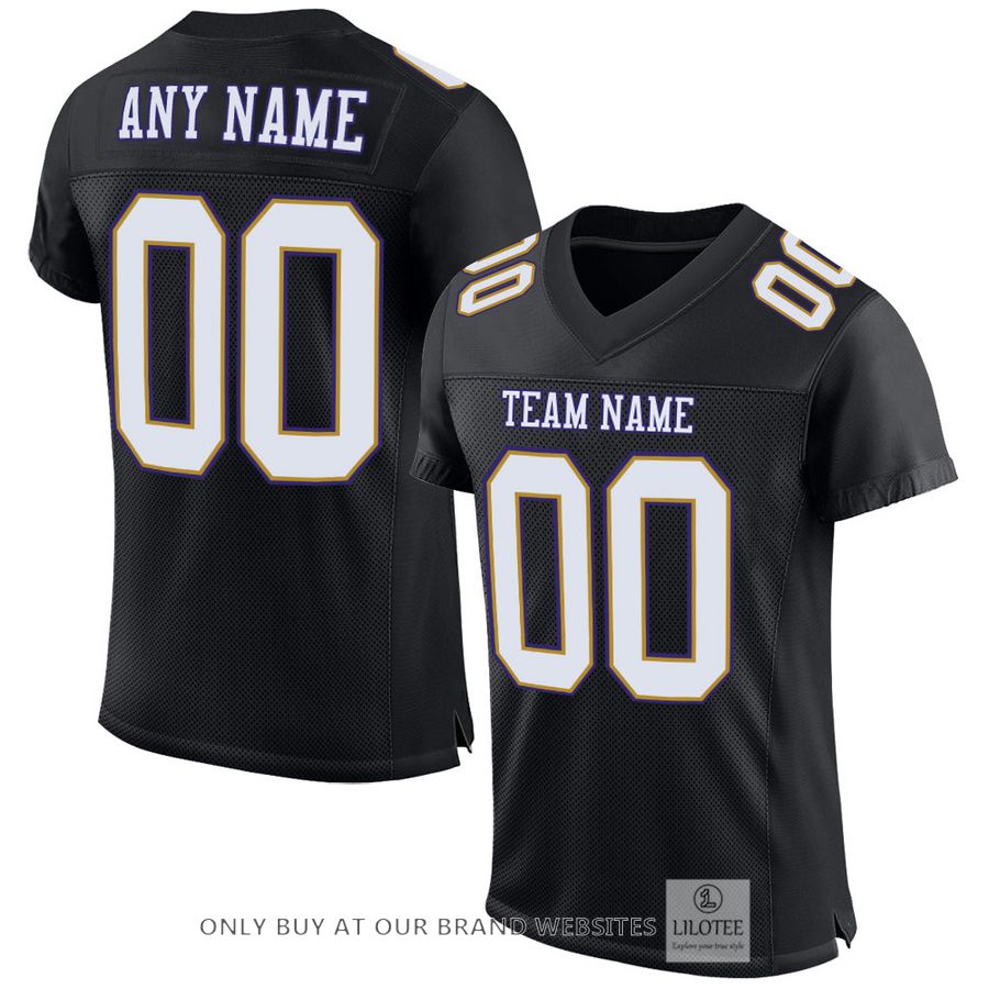 Personalized Black White Old Gold-Purple Football Jersey - LIMITED EDITION 16