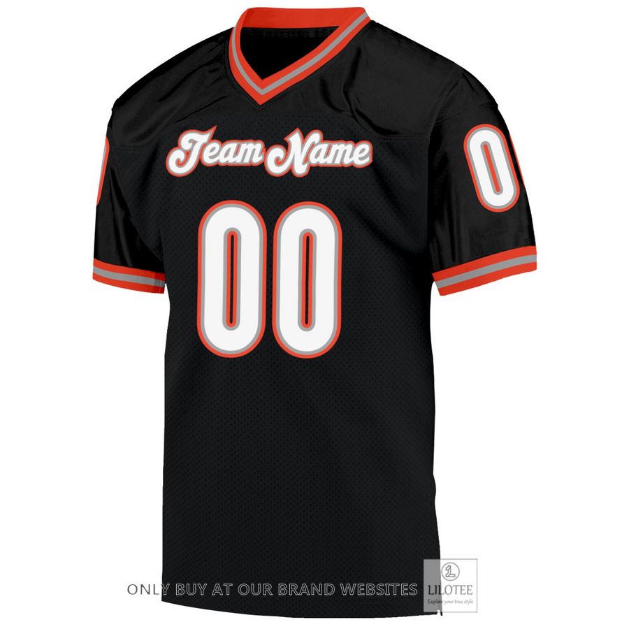 Alternative view of Personalized Black White-Orange Football Jersey - LIMITED EDITION