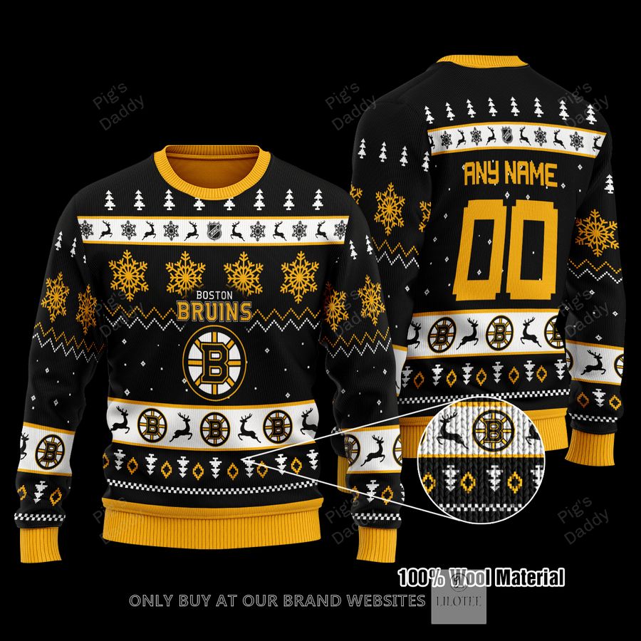 Personalized Boston Bruins Wool Sweater 8