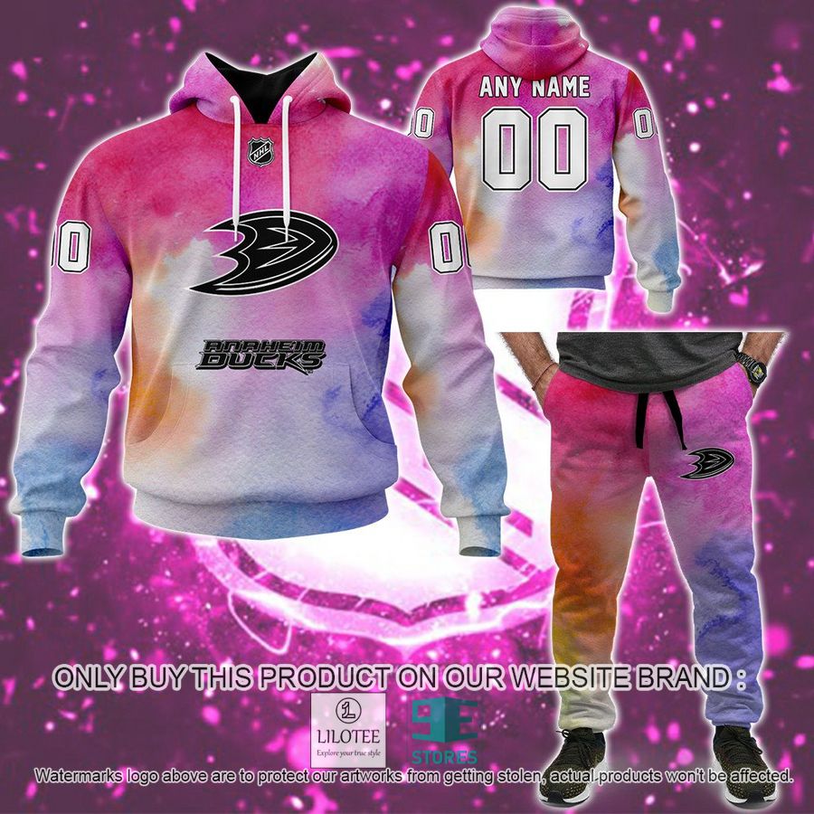 Personalized Breast Cancer Awareness NHL Anaheim Ducks Hoodie, Long Pants - LIMITED EDITION 8