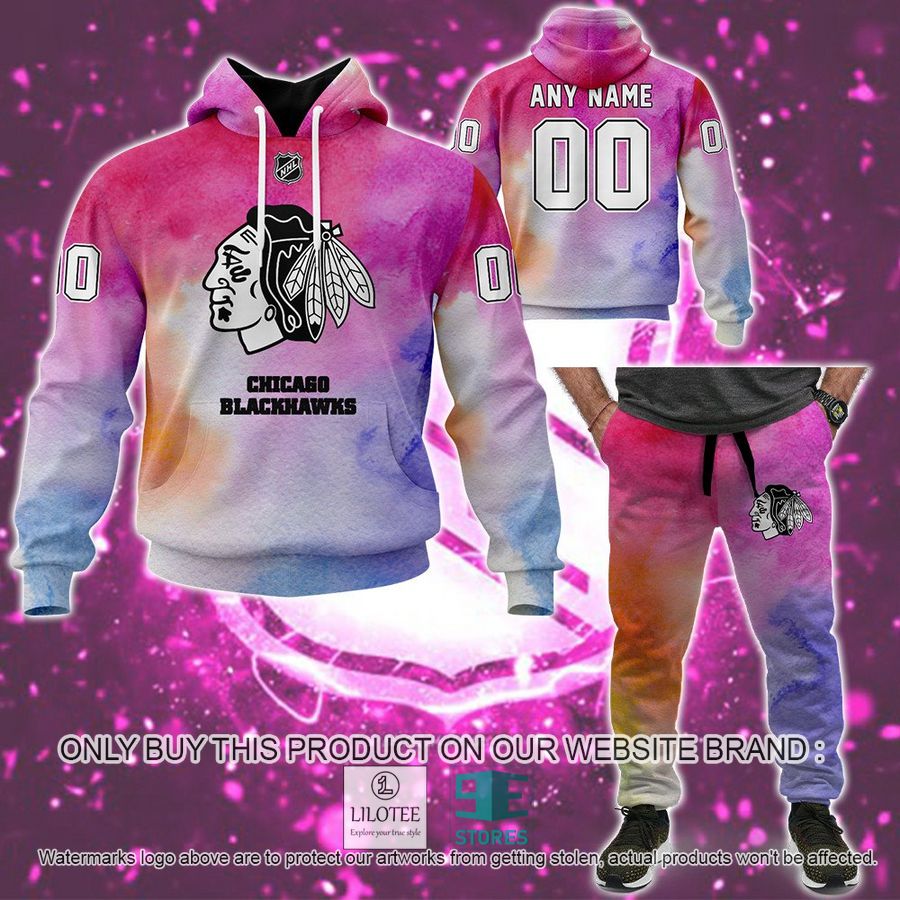 Personalized Breast Cancer Awareness NHL Chicago Blackhawks Hoodie, Long Pants - LIMITED EDITION 8