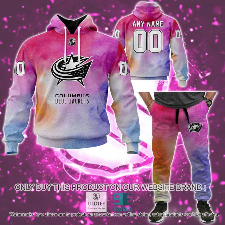 Personalized Breast Cancer Awareness NHL Columbus Blue Jackets Hoodie, Long Pants - LIMITED EDITION 9