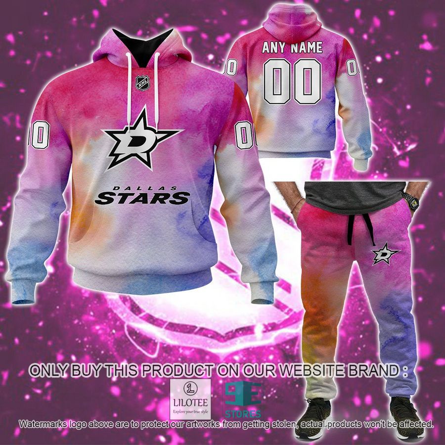 Personalized Breast Cancer Awareness NHL Dallas Stars Hoodie, Long Pants - LIMITED EDITION 8