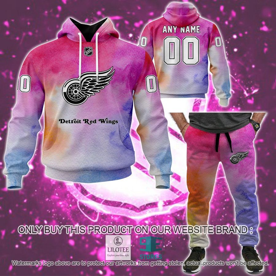 Personalized Breast Cancer Awareness NHL Detroit Red Wings Hoodie, Long Pants - LIMITED EDITION 8