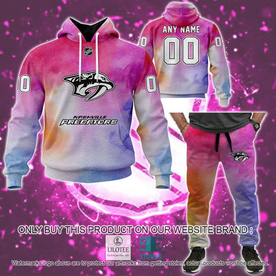 Personalized Breast Cancer Awareness NHL Nashville Predators Hoodie, Long Pants - LIMITED EDITION 8