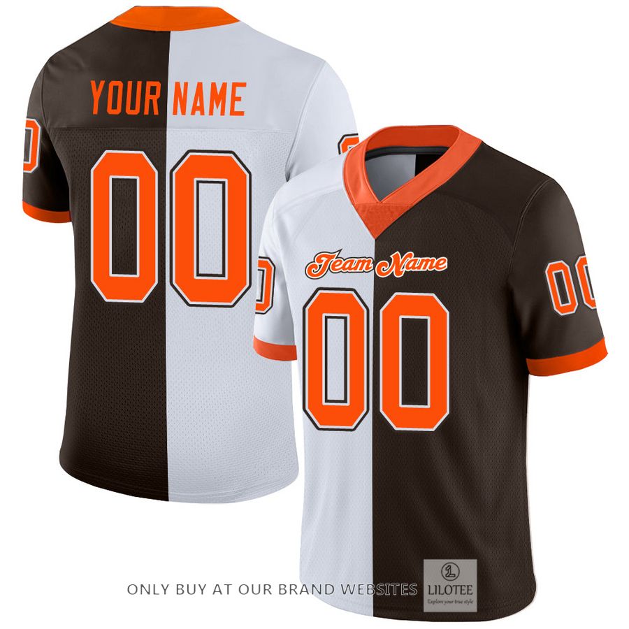 Personalized Brown Orange-White Mesh Split Fashion Football Jersey - LIMITED EDITION 16