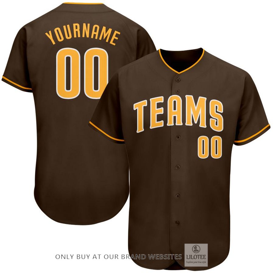 Personalized Brown White Gold Baseball Jersey - LIMITED EDITION 7