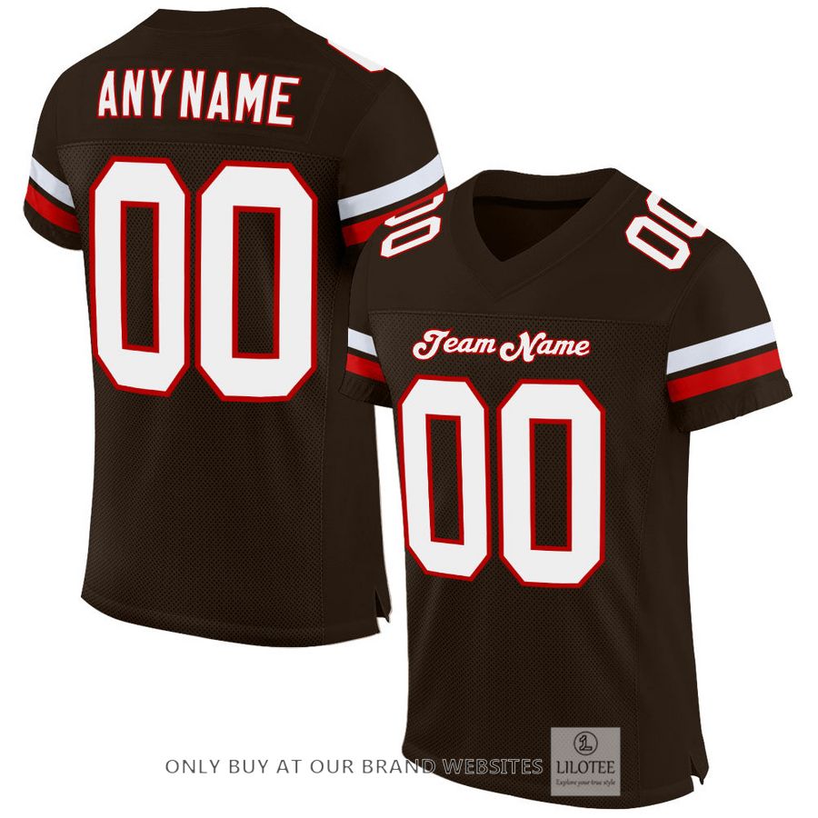Personalized Brown White-Red Football Jersey - LIMITED EDITION 16
