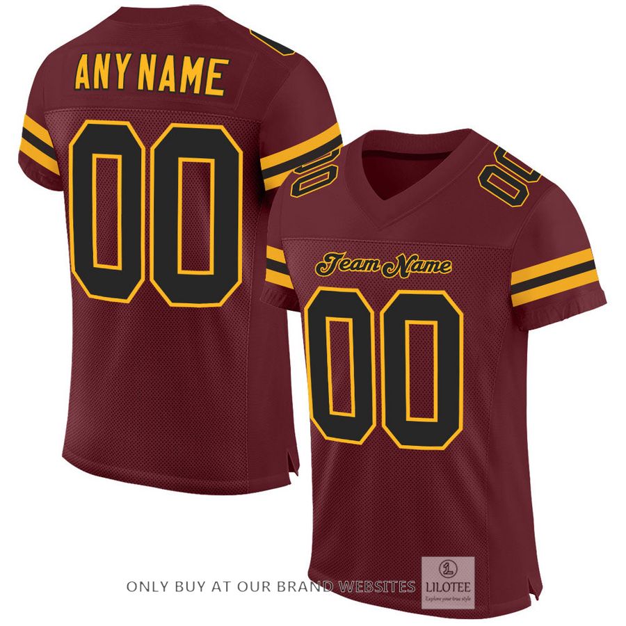 Personalized Burgundy Black-Gold Football Jersey - LIMITED EDITION 16