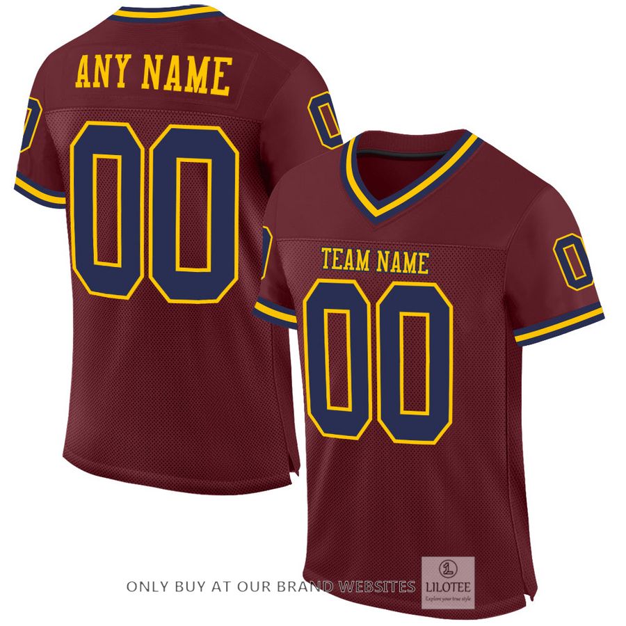 Personalized Burgundy Gold Navy Football Jersey - LIMITED EDITION 32