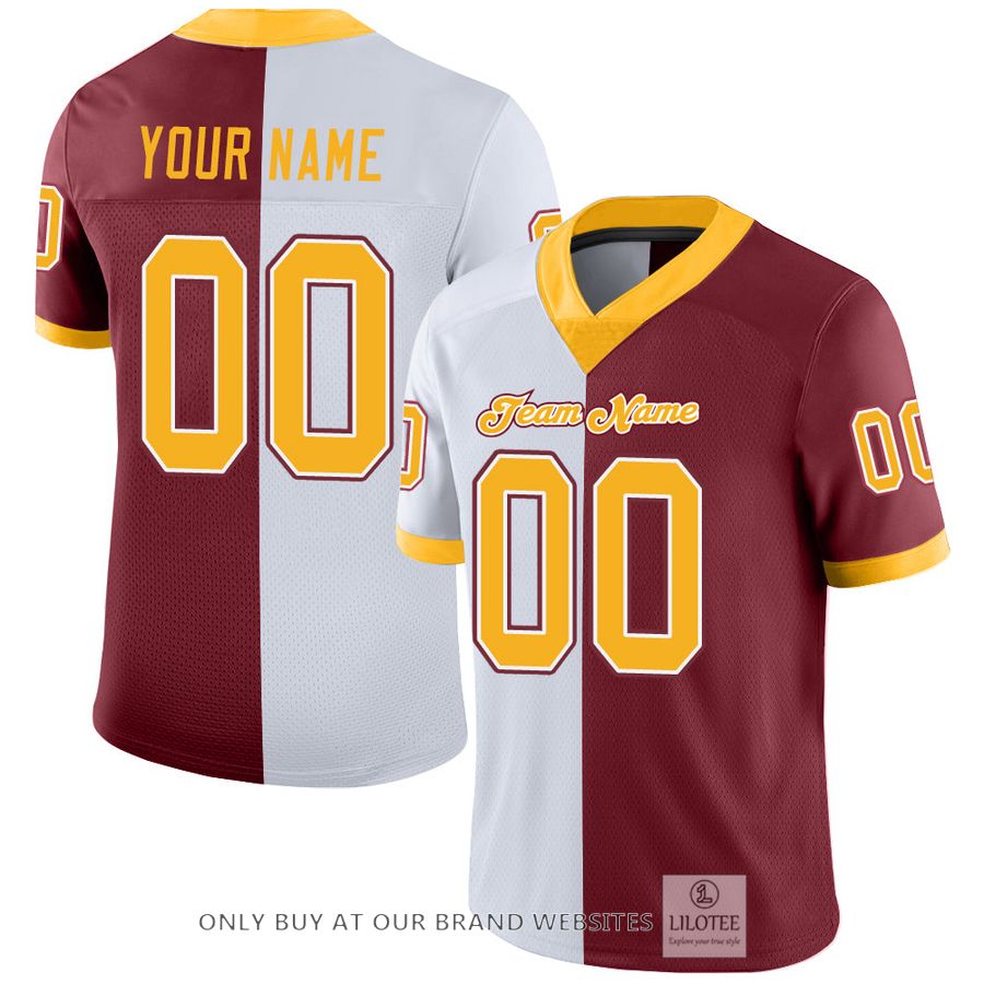 Personalized Burgundy Gold-White Mesh Split Fashion Football Jersey - LIMITED EDITION 16