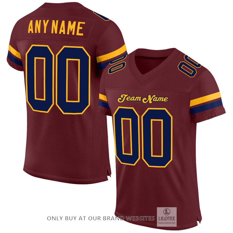 Personalized Burgundy Navy-Gold Football Jersey - LIMITED EDITION 17