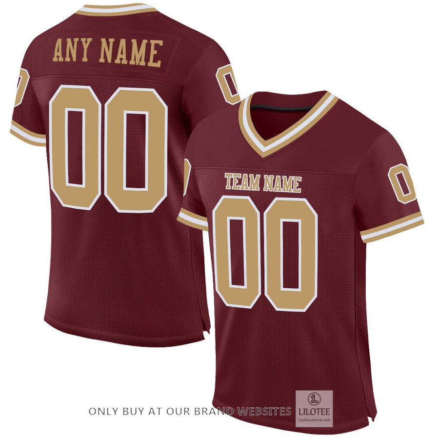 Personalized Burgundy Old Gold-White Football Jersey - LIMITED EDITION 32