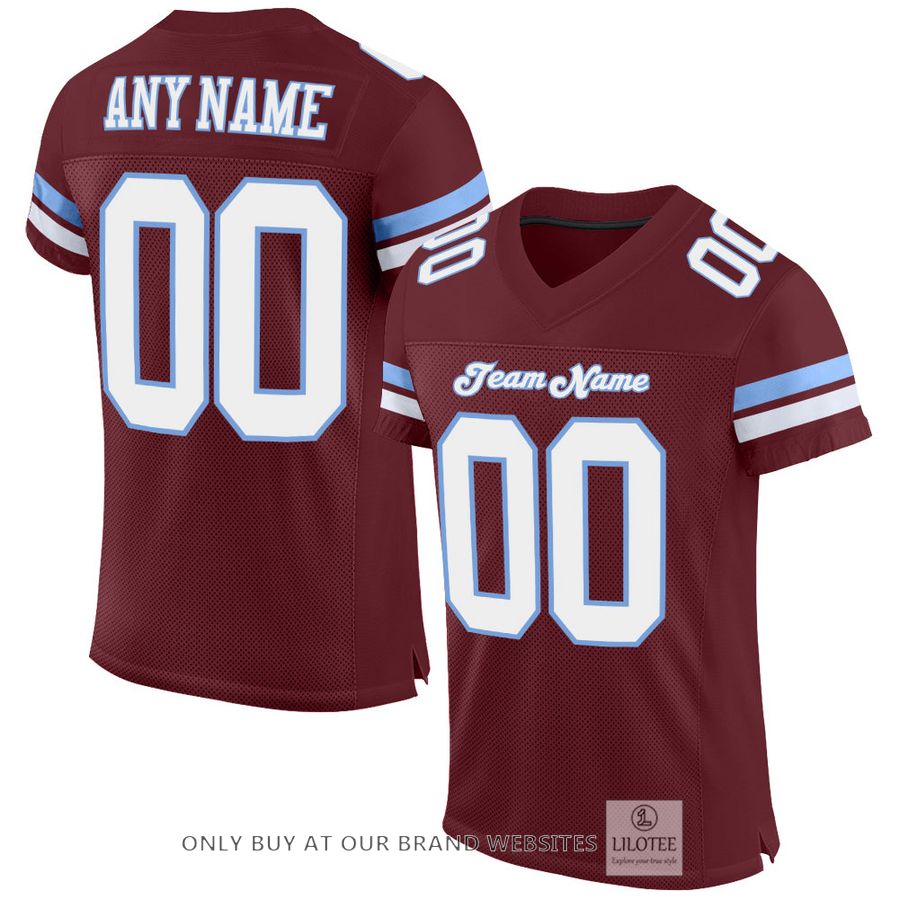 Personalized Burgundy White-Light Blue Football Jersey - LIMITED EDITION 16