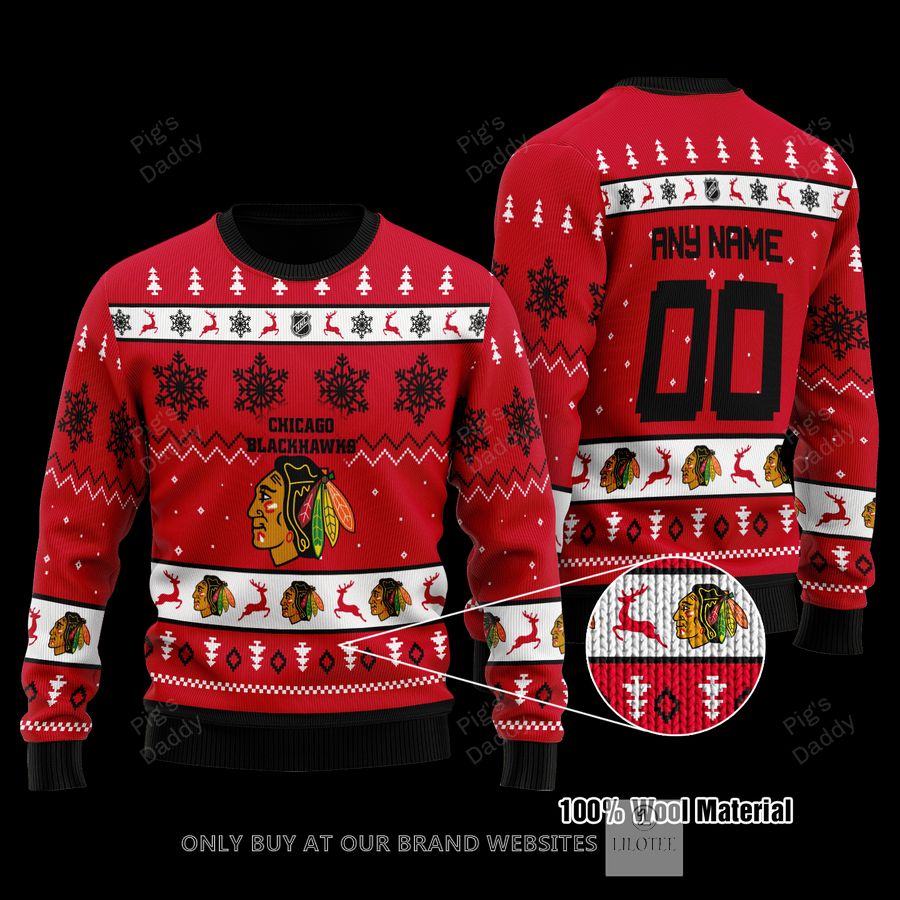 Personalized Chicago Blackhawks Wool Sweater 9