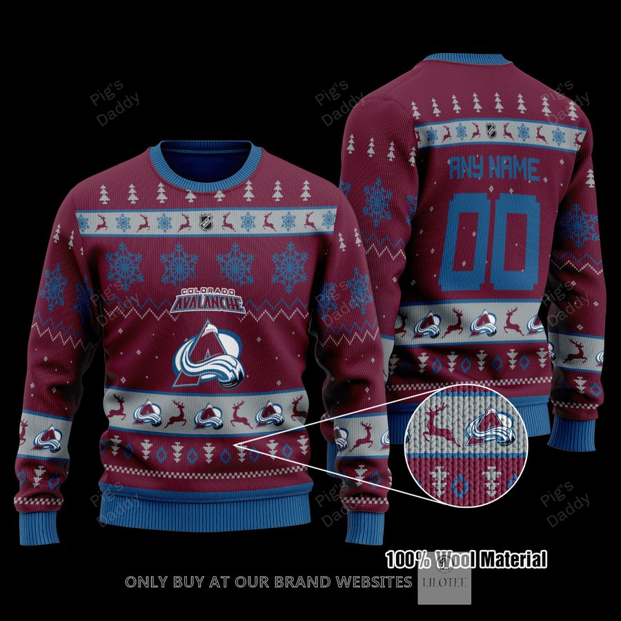 Personalized Colorado Avalanche Red Wool Sweater 9