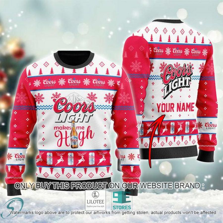 Personalized Coors Light Makes Me High Ugly Christmas Sweater - LIMITED EDITION 9