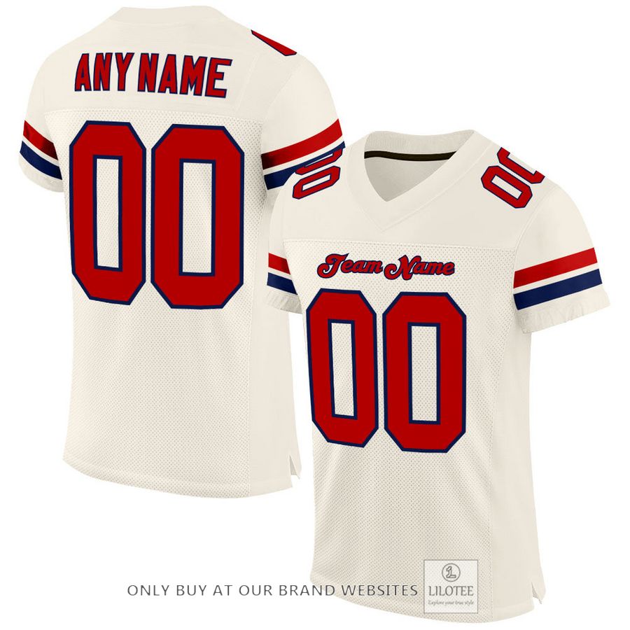 Personalized Cream Red-Navy Football Jersey - LIMITED EDITION 17