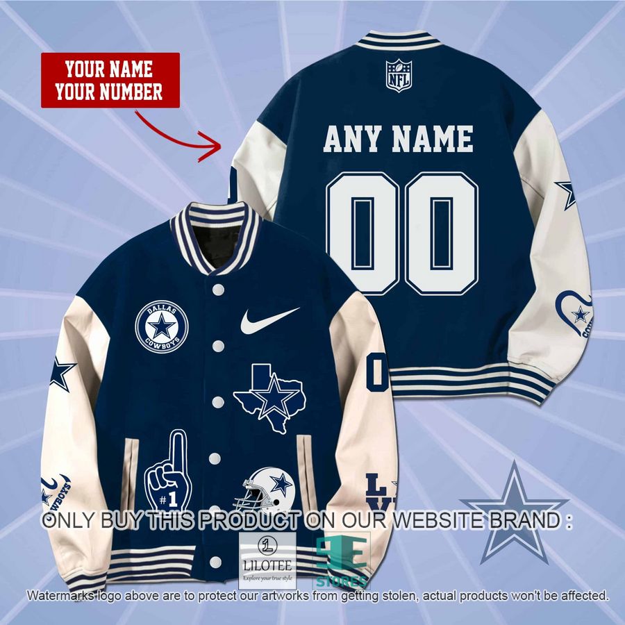 Personalized Dallas Cowboys blue Nike Baseball Jacket - LIMITED EDITION 8