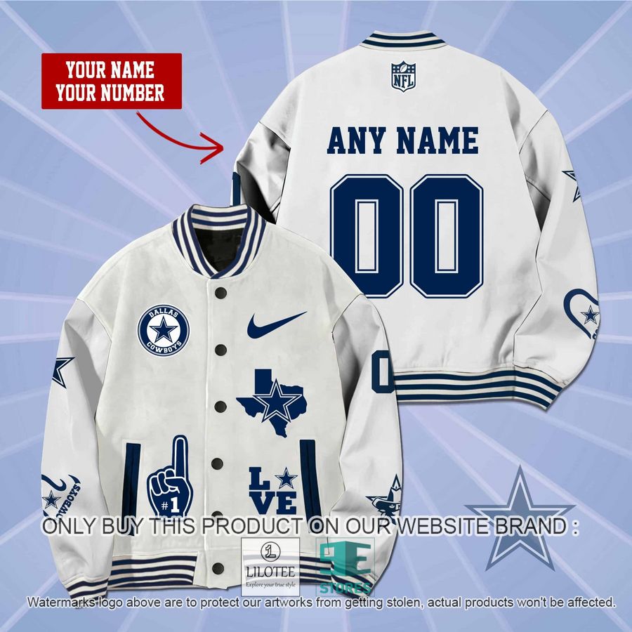 Personalized Dallas Cowboys white Nike Baseball Jacket - LIMITED EDITION 8