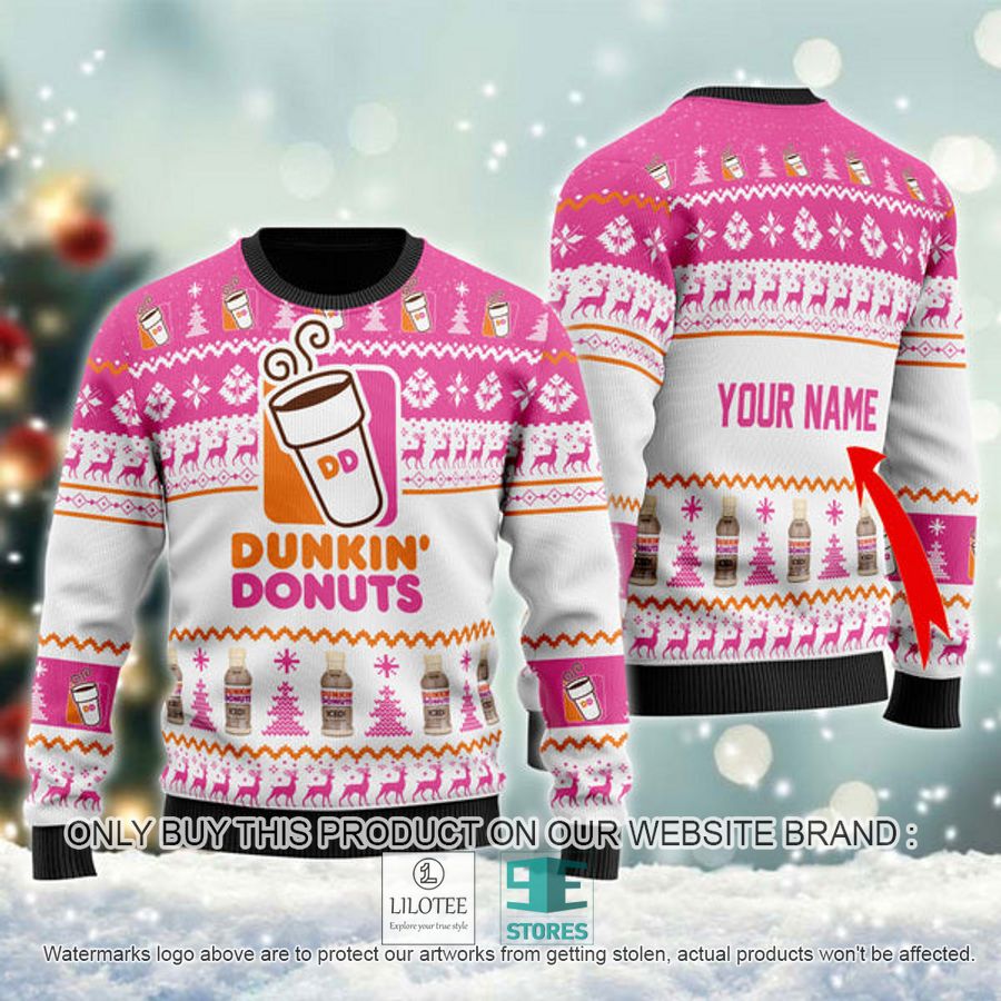 Personalized Dunkin' Donuts Spirit Ugly Christmas Sweater - LIMITED EDITION 8