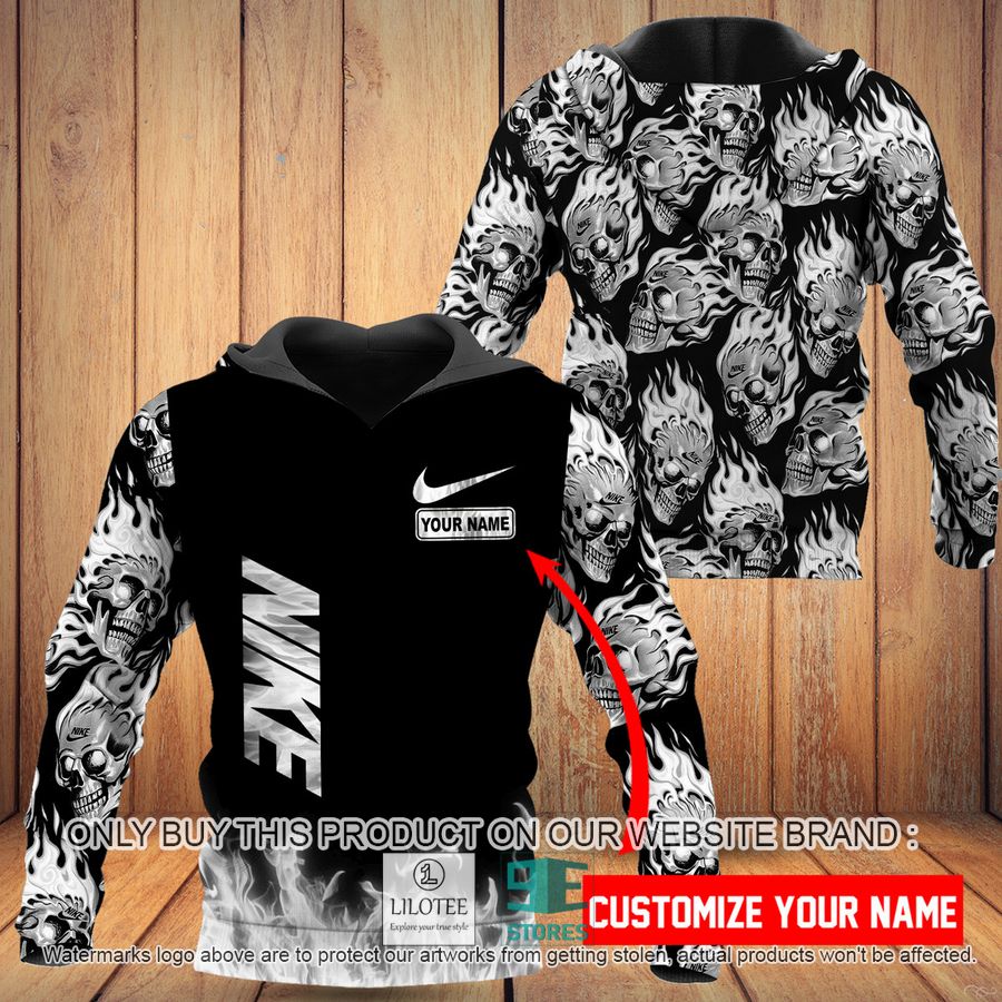Personalized Fire Skull Nike black 3D Hoodie - LIMITED EDITION 8