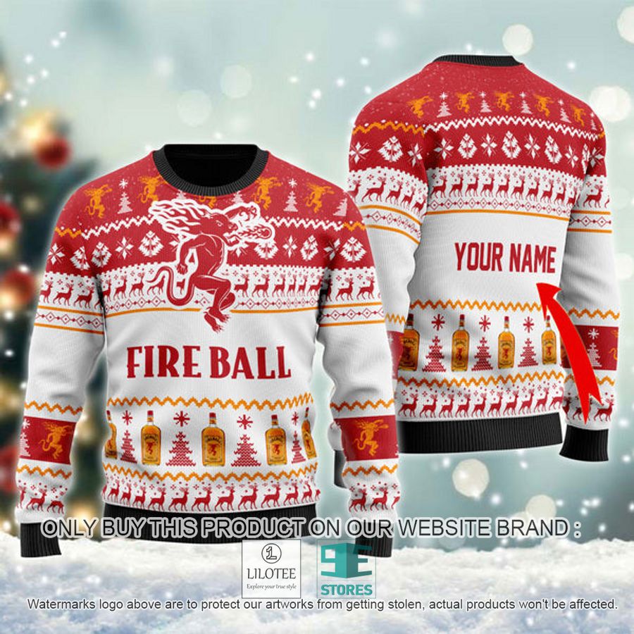 Personalized Fireball Whiskey Spirit Ugly Christmas Sweater - LIMITED EDITION 8