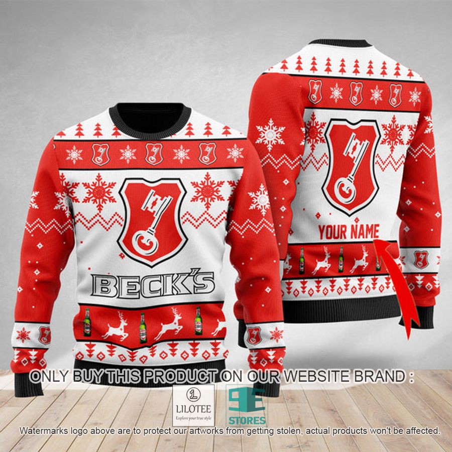 Personalized Funny Beck's Brewery Ugly Christmas Sweater - LIMITED EDITION 8