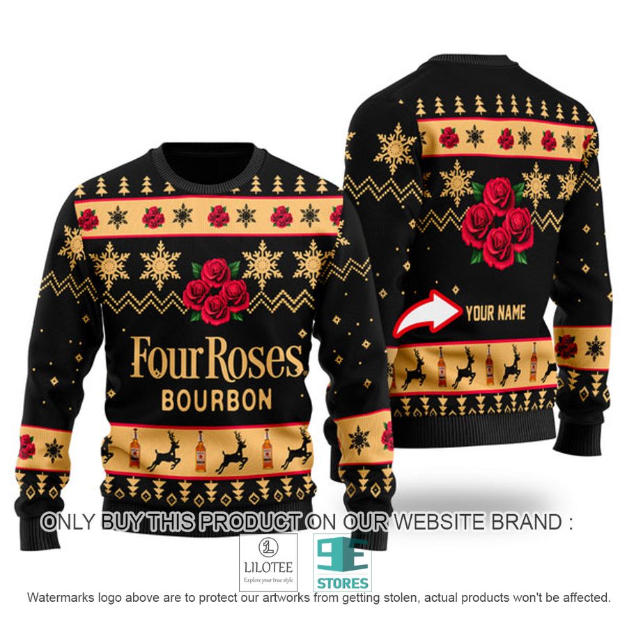 Personalized Funny Four Roses Bourbon Ugly Christmas Sweater - LIMITED EDITION 8