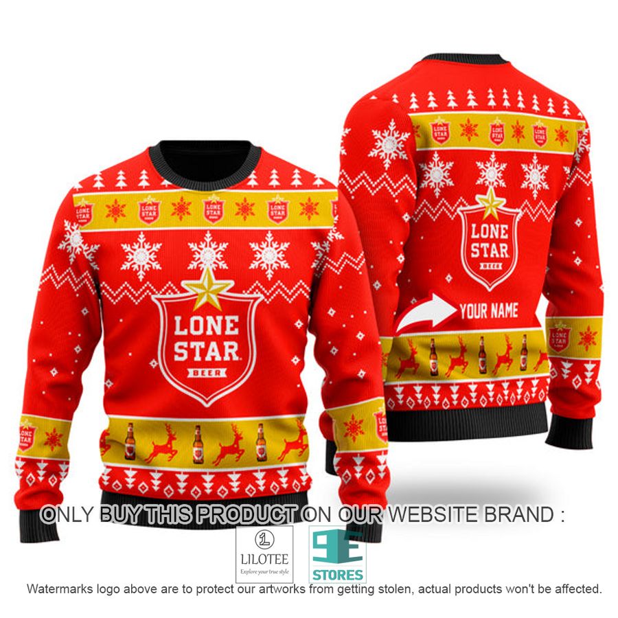 Personalized Funny Lone Star Beer Ugly Christmas Sweater - LIMITED EDITION 9