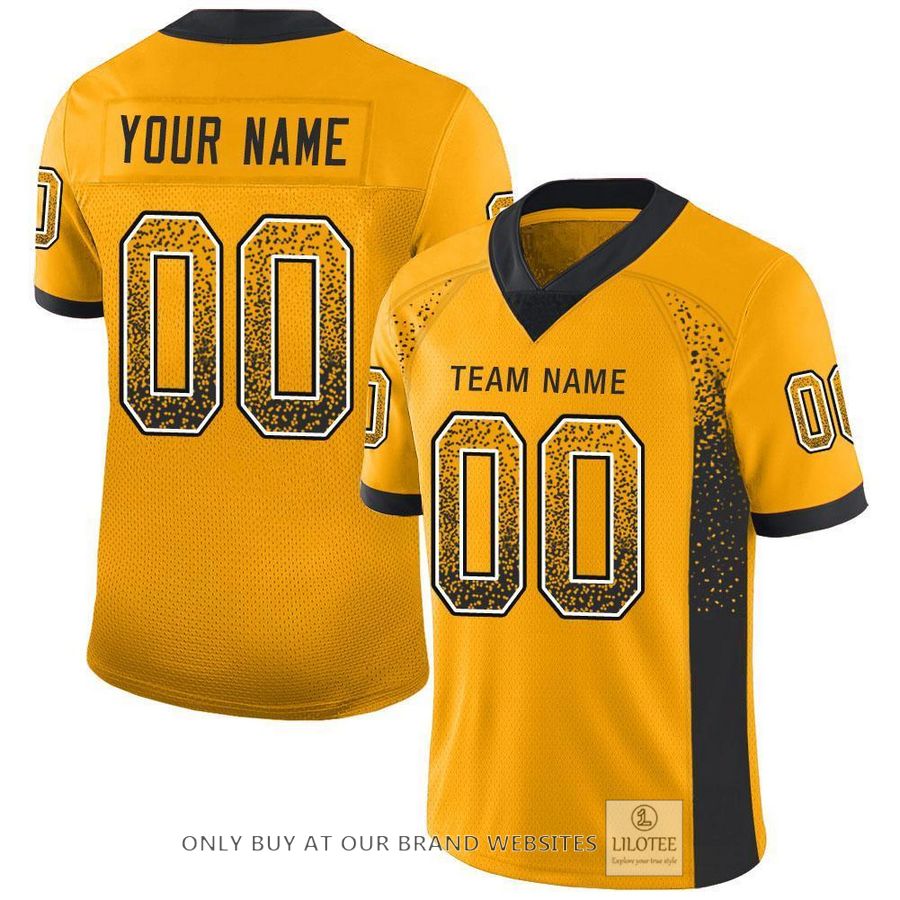 Personalized Gold Black White Mesh Drift Football Jersey - LIMITED EDITION 4