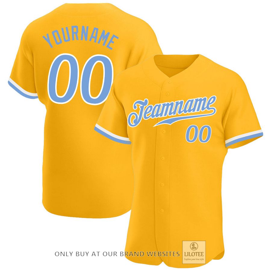 Personalized Gold Light Blue White Baseball Jersey - LIMITED EDITION 6