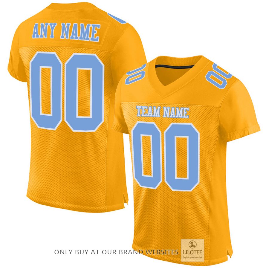 Personalized Gold Light Blue-White Football Jersey - LIMITED EDITION 32