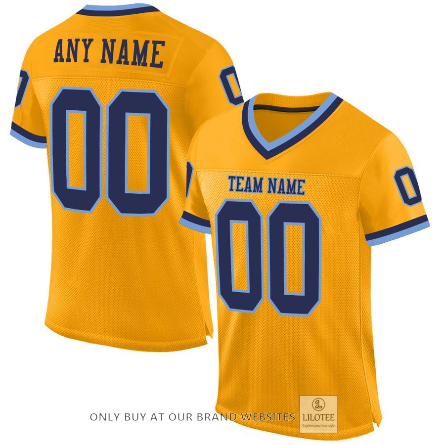 Personalized Gold Navy-Light Blue Football Jersey - LIMITED EDITION 16