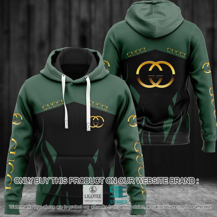 Personalized Gucci logo black green 3D Hoodie - LIMITED EDITION 8