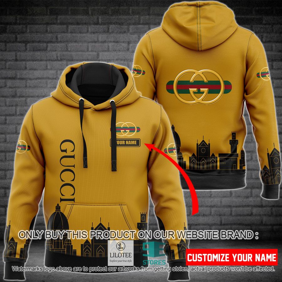 Personalized Gucci logo yellow 3D Hoodie - LIMITED EDITION 8