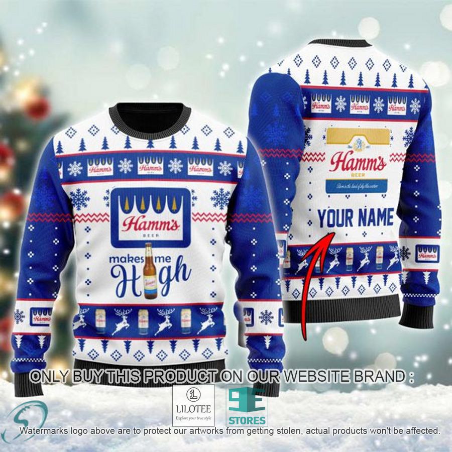 Personalized Hamm's Beer Makes Me High Ugly Christmas Sweater - LIMITED EDITION 9