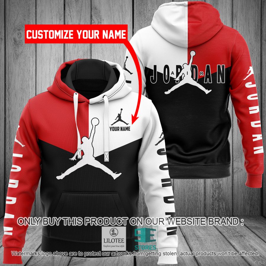 Personalized Jordan logo black red white 3D Hoodie - LIMITED EDITION 9