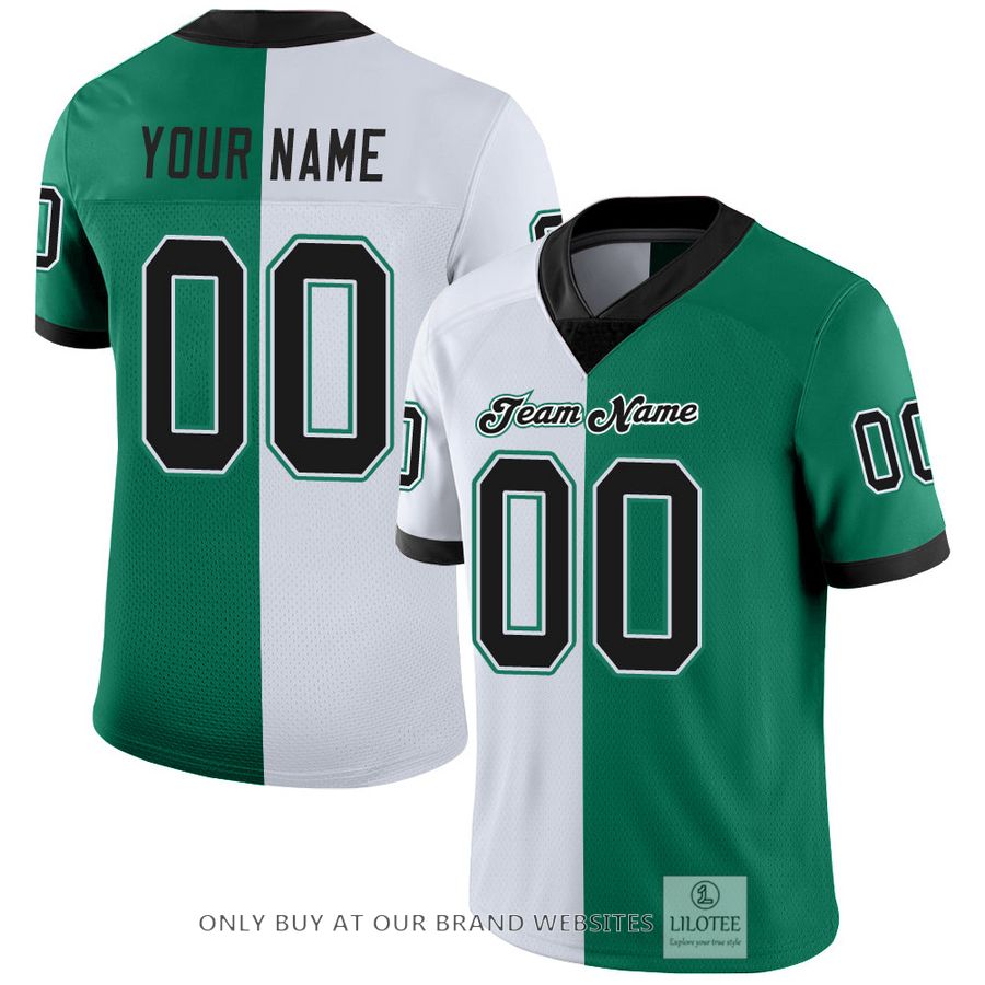 Personalized Kelly Green Black-White Mesh Split Fashion Football Jersey - LIMITED EDITION 16