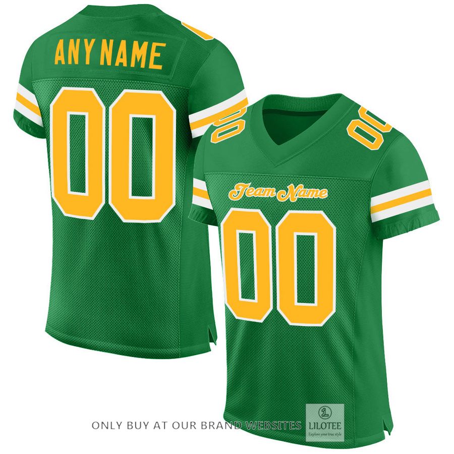 Personalized Kelly Green Gold-White Football Jersey - LIMITED EDITION 16