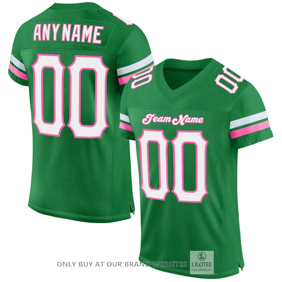 Personalized Kelly Green White-Pink Football Jersey - LIMITED EDITION 16