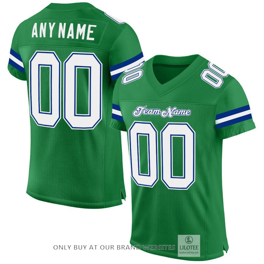 Personalized Kelly Green White-Royal Football Jersey - LIMITED EDITION 17
